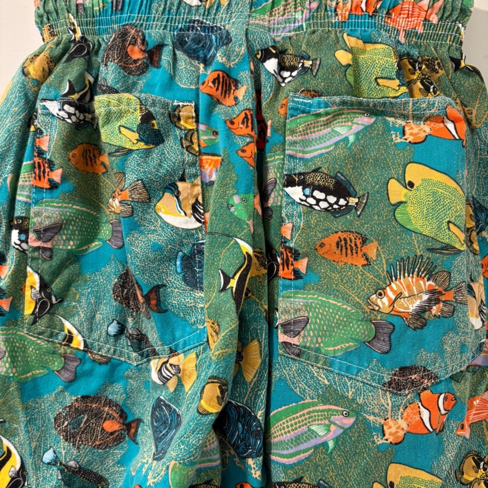 Unisex Vtg Chefwear Tropical Fish Print Baggy Pants Mens Small Made in USA 90s - Picture 8 of 12
